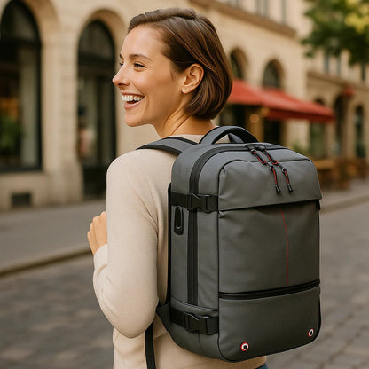 Water Resistant Travel Backpack with Compression Zones and Lockable Closures