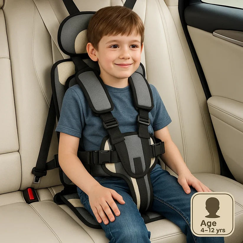 Portable Child Travel Seat with Five Point Harness and Washable Fabric