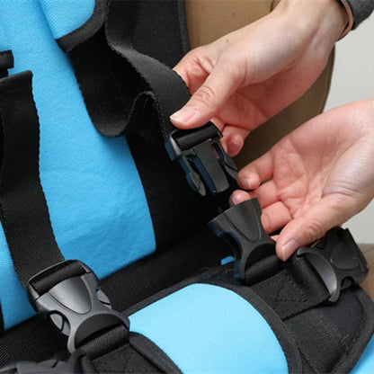 Portable Child Travel Seat with Five Point Harness and Washable Fabric