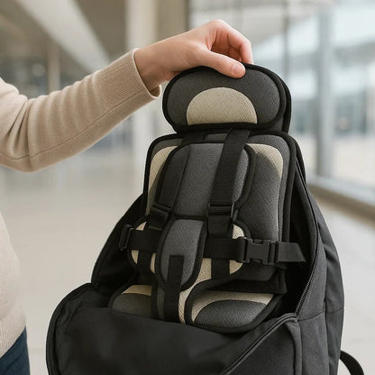 Portable Child Travel Seat with Five Point Harness and Washable Fabric