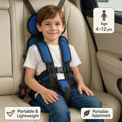 Portable Child Travel Seat with Five Point Harness and Washable Fabric