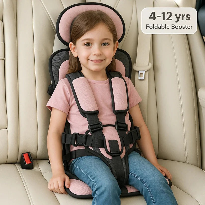 Portable Child Travel Seat with Five Point Harness and Washable Fabric