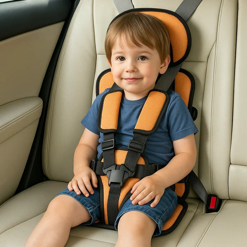 Portable Child Travel Seat with Five Point Harness and Washable Fabric