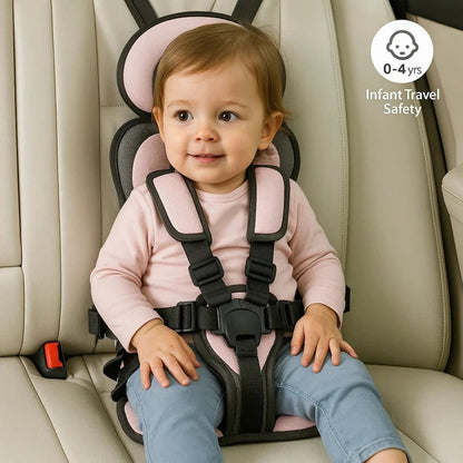 Portable Child Travel Seat with Five Point Harness and Washable Fabric