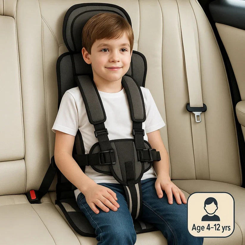 Portable Child Travel Seat with Five Point Harness and Washable Fabric