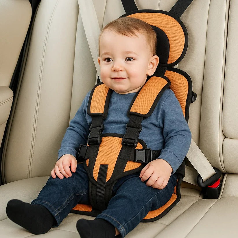 Portable Child Travel Seat with Five Point Harness and Washable Fabric