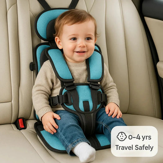 Portable Child Travel Seat with Five Point Harness and Washable Fabric