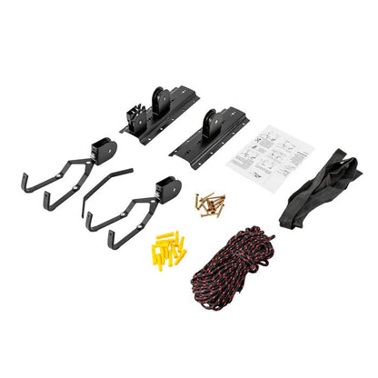 Bike Storage Hoist with Pulley System and Coated Hooks, 132lb Capacity