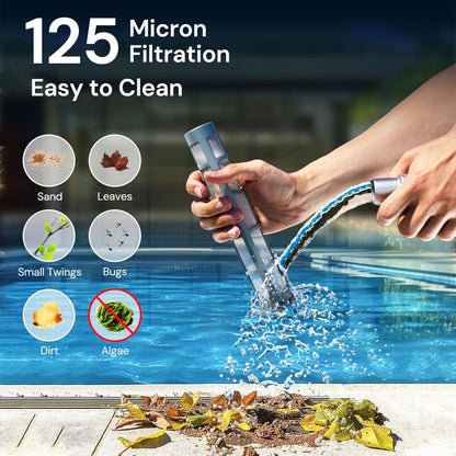 Portable Pool Cleaner with Rechargeable Power and Interchangeable Heads
