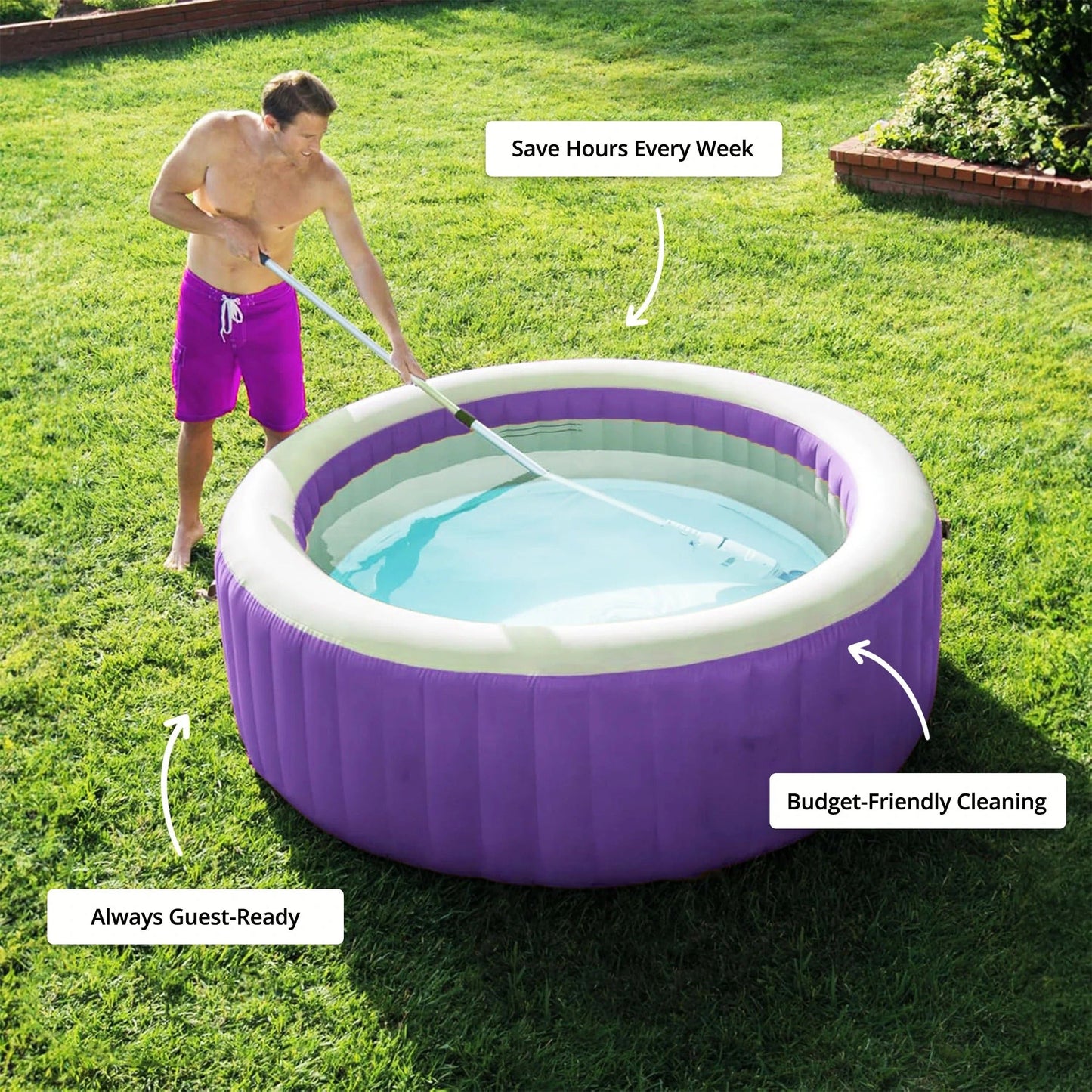 Portable Pool Cleaner with Rechargeable Power and Interchangeable Heads