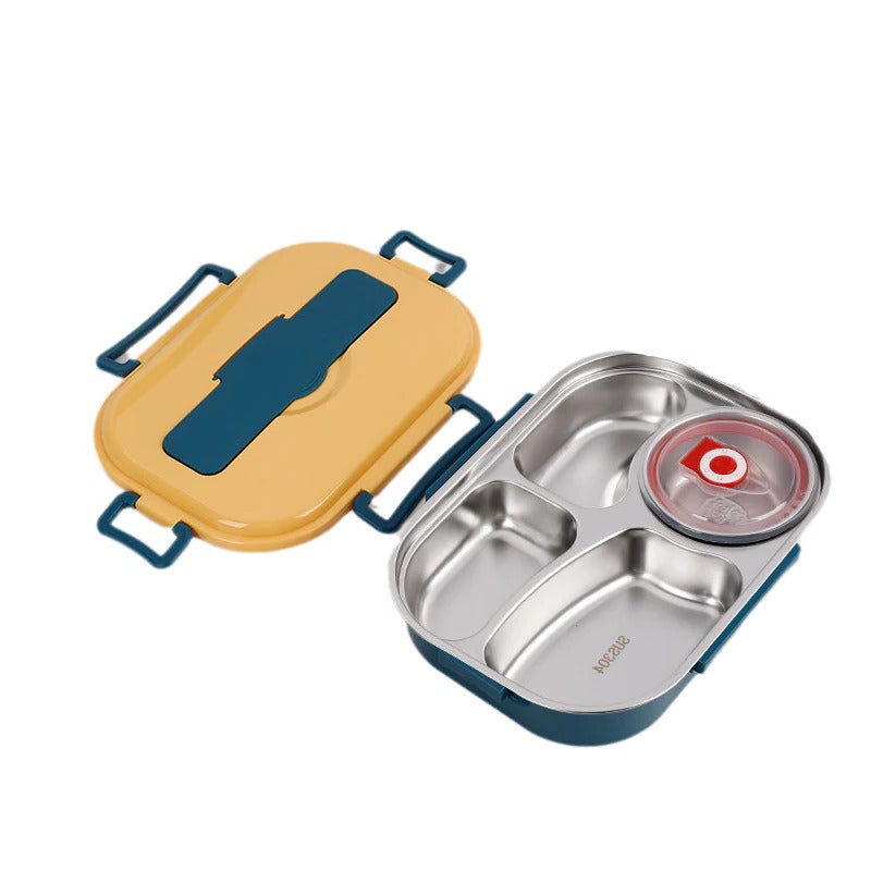 Stainless Steel Lunch Box with Snap Lock Seal and Divided Compartments