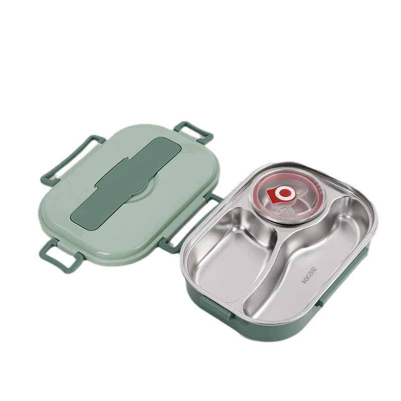 Stainless Steel Lunch Box with Snap Lock Seal and Divided Compartments