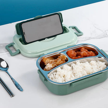 Stainless Steel Lunch Box with Snap Lock Seal and Divided Compartments