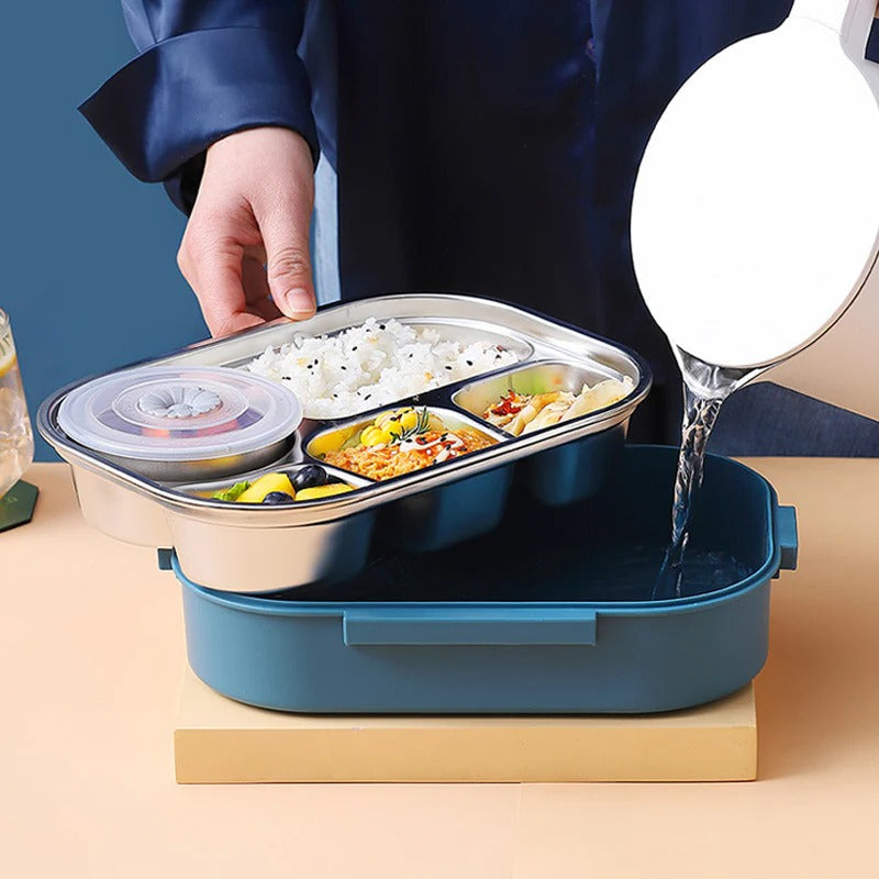 Stainless Steel Lunch Box with Snap Lock Seal and Divided Compartments