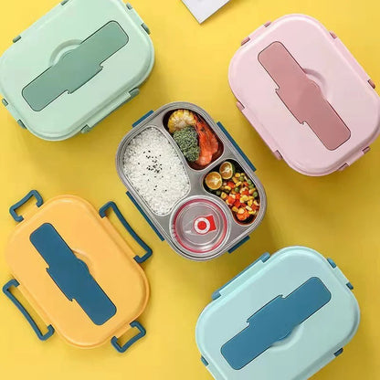 Stainless Steel Lunch Box with Snap Lock Seal and Divided Compartments