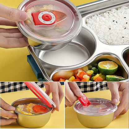 Stainless Steel Lunch Box with Snap Lock Seal and Divided Compartments