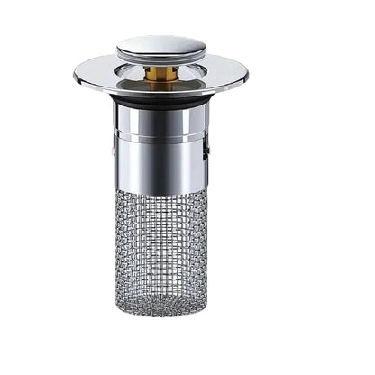 Pop Up Sink Stopper with Dual Silicone Seal and Integrated Filter Basket