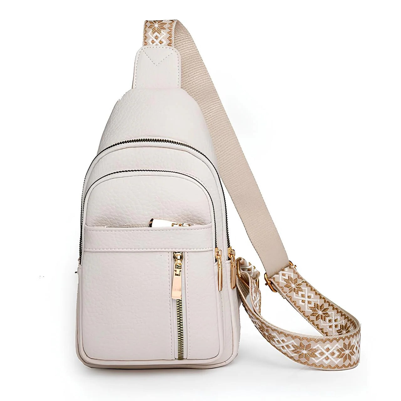 Crossbody Bag with Compartments and Water Resistant FInish, Adjustable Strap