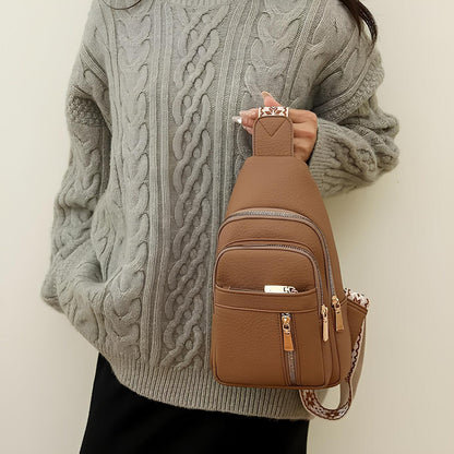 Crossbody Bag with Compartments and Water Resistant FInish, Adjustable Strap