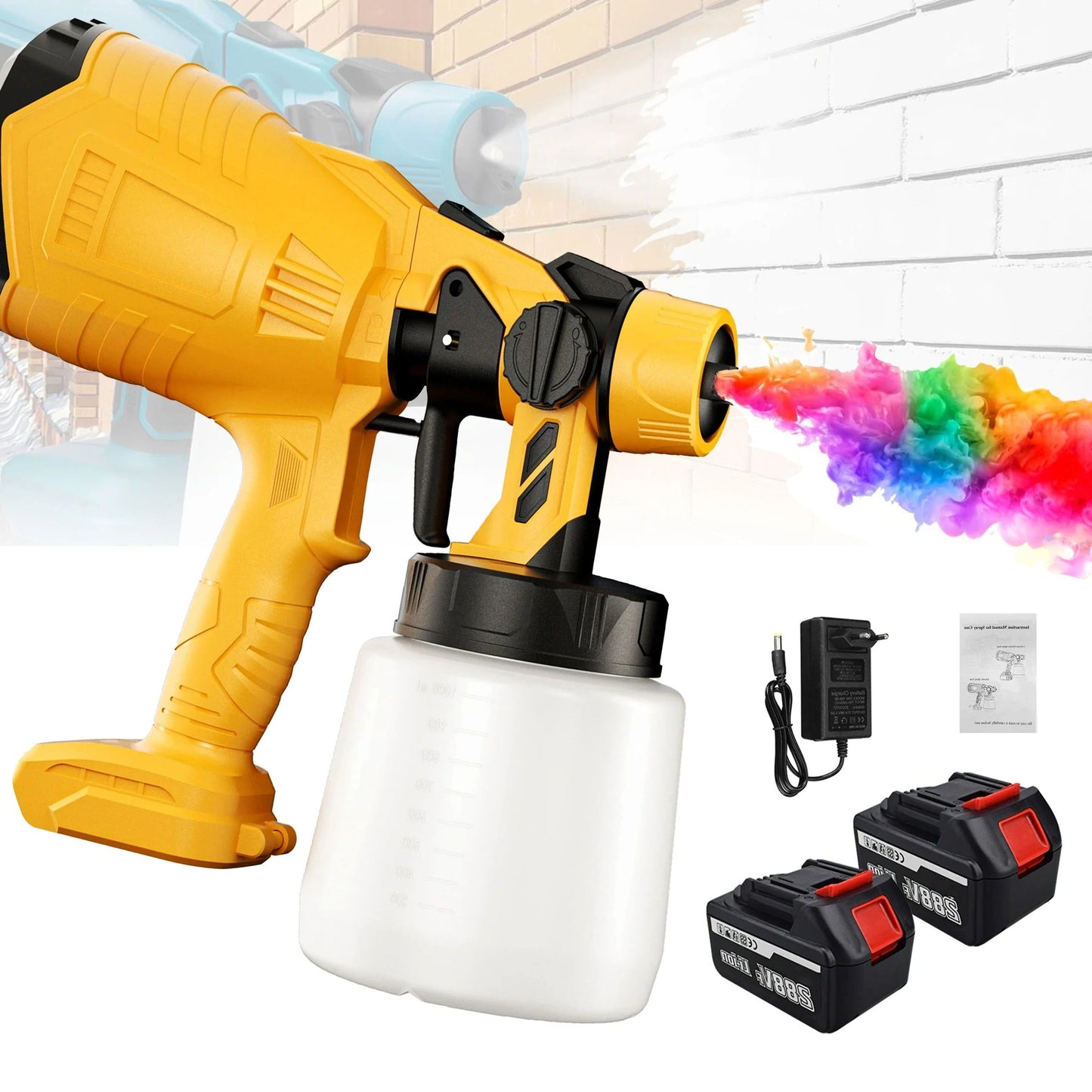 Battery Powered Paint Sprayer with Adjustable Flow Control and 33.8oz Canister