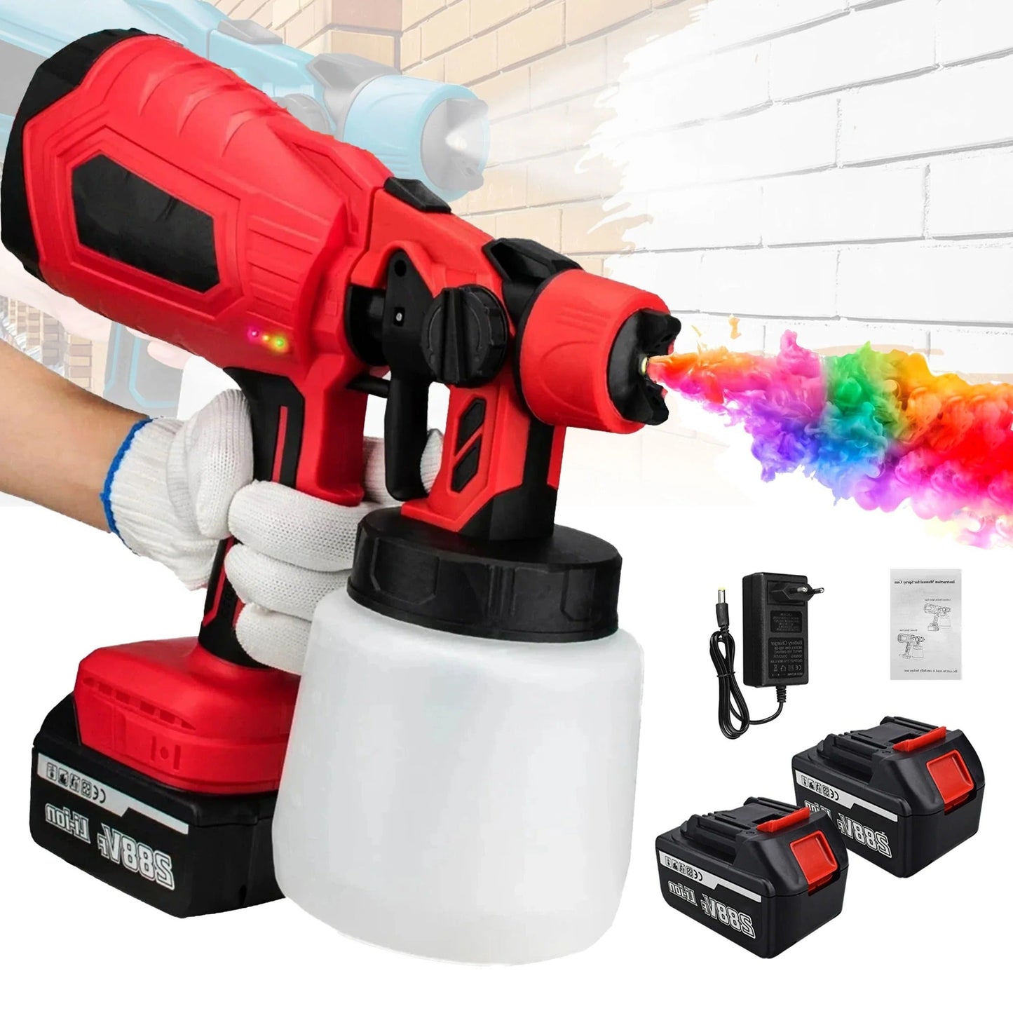 Battery Powered Paint Sprayer with Adjustable Flow Control and 33.8oz Canister