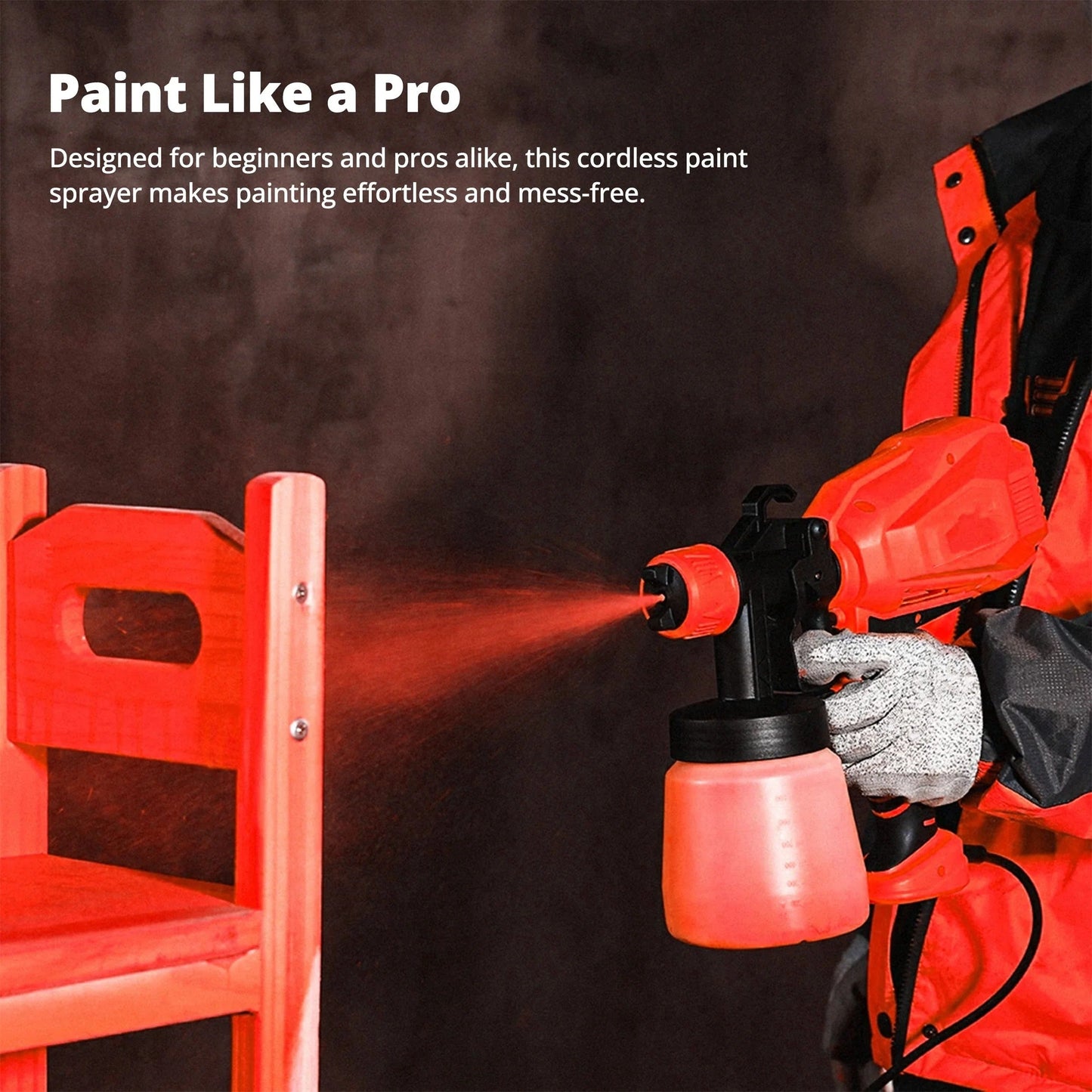 Battery Powered Paint Sprayer with Adjustable Flow Control and 33.8oz Canister