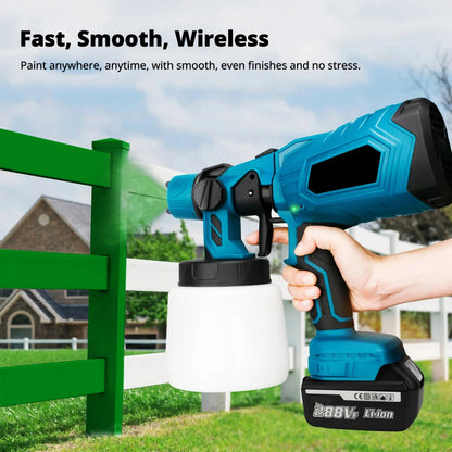 Battery Powered Paint Sprayer with Adjustable Flow Control and 33.8oz Canister