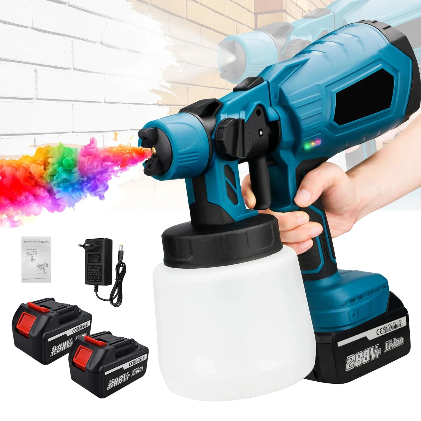 Battery Powered Paint Sprayer with Adjustable Flow Control and 33.8oz Canister