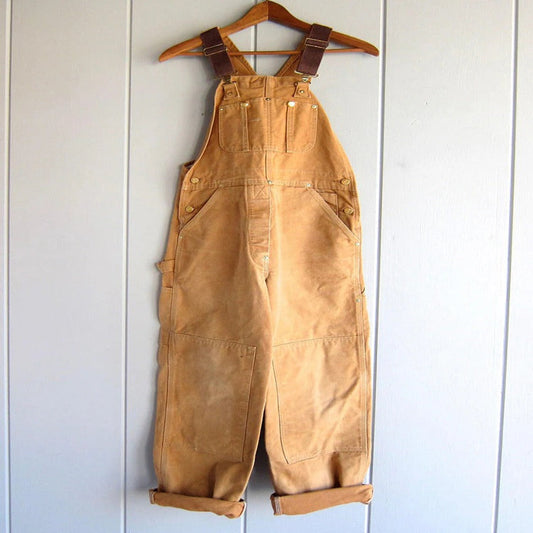 Women's Bib Overalls with Multiple Patch Pockets and Double Stitched Seams