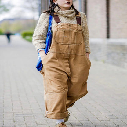 Women's Bib Overalls with Multiple Patch Pockets and Double Stitched Seams