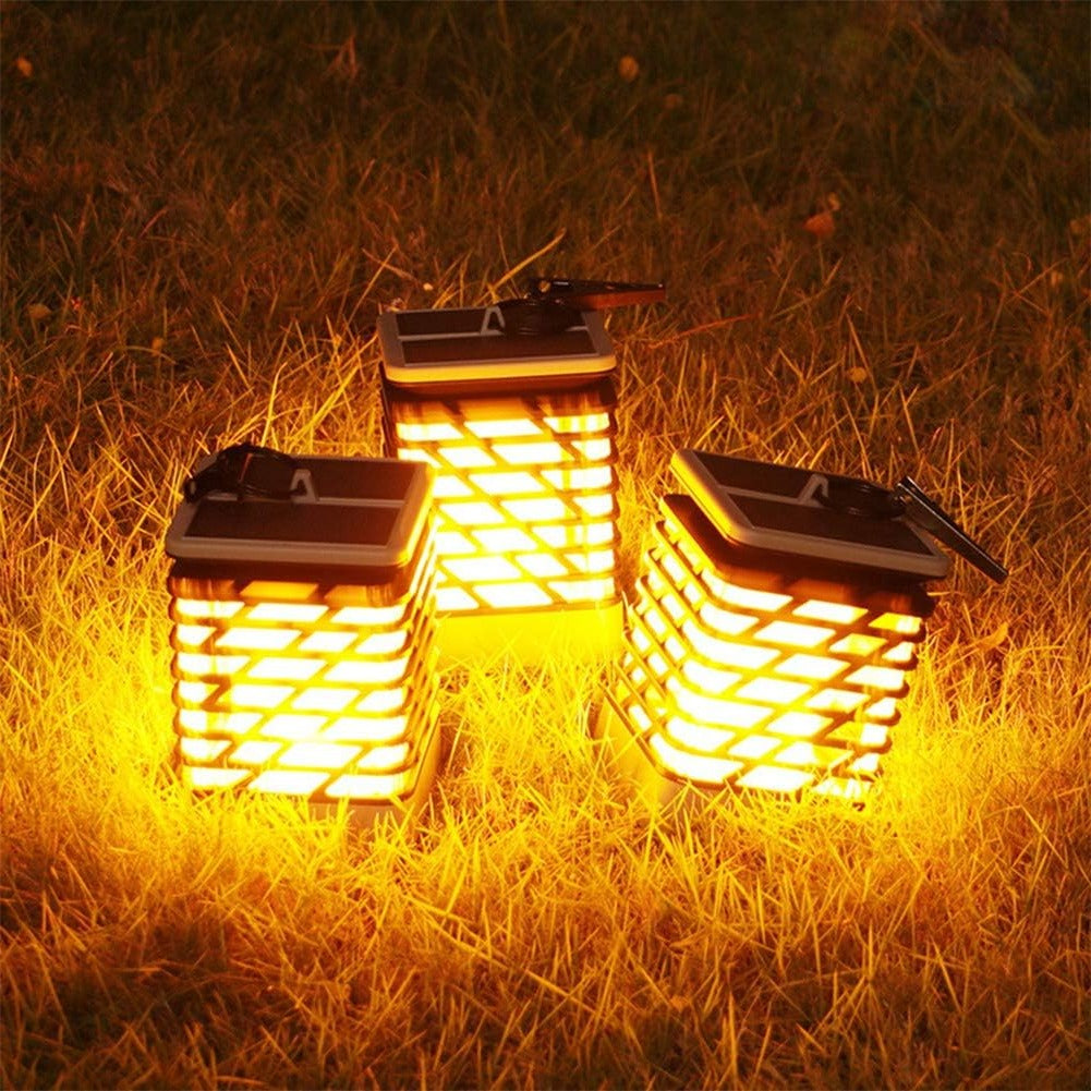 Outdoor Solar Lantern with Automatic Dusk-to-Dawn Sensor and Grooved Pattern