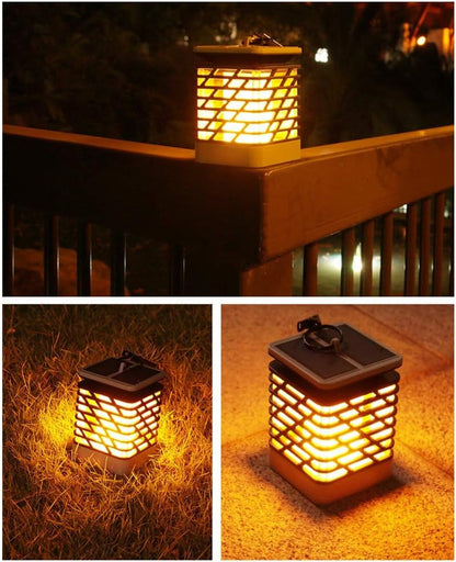 Outdoor Solar Lantern with Automatic Dusk-to-Dawn Sensor and Grooved Pattern