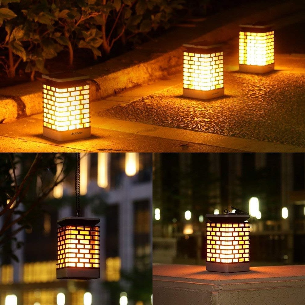 Outdoor Solar Lantern with Automatic Dusk-to-Dawn Sensor and Grooved Pattern