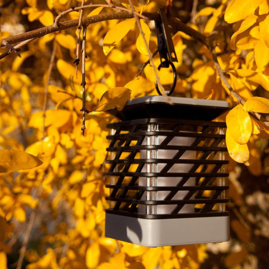 Outdoor Solar Lantern with Automatic Dusk-to-Dawn Sensor and Grooved Pattern