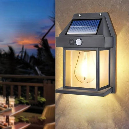 Motion Sensor Solar Wall Lamp with 600 Lumen Brightness and Three Lighting Modes, Set of 2