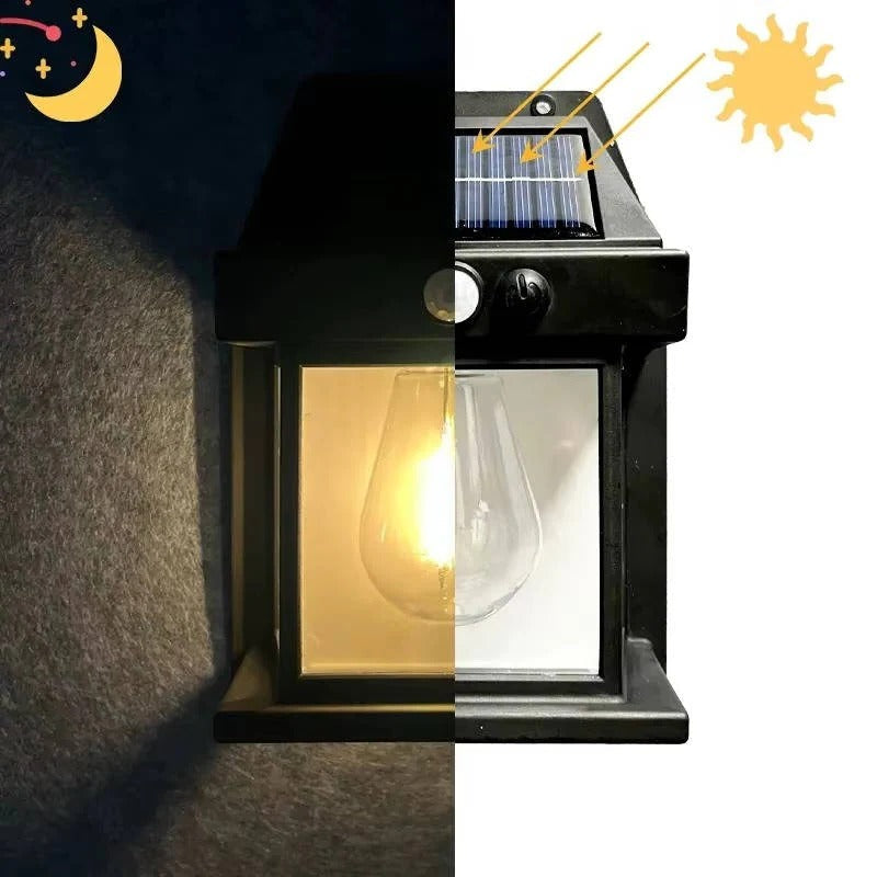 Motion Sensor Solar Wall Lamp with 600 Lumen Brightness and Three Lighting Modes, Set of 2