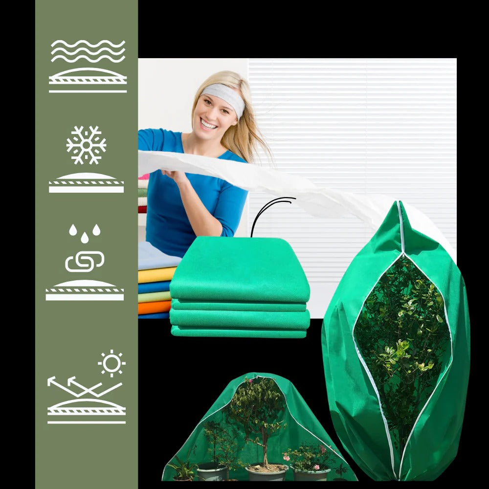 Winter Plant Cover with Zipper Closure and Drawstring Base, Breathable Protection
