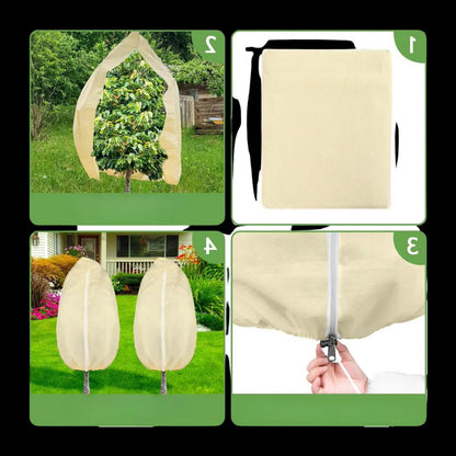 Winter Plant Cover with Zipper Closure and Drawstring Base, Breathable Protection