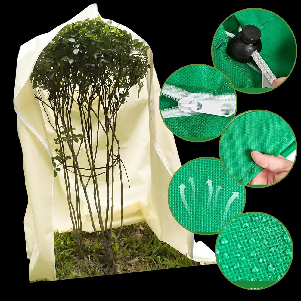 Winter Plant Cover with Zipper Closure and Drawstring Base, Breathable Protection