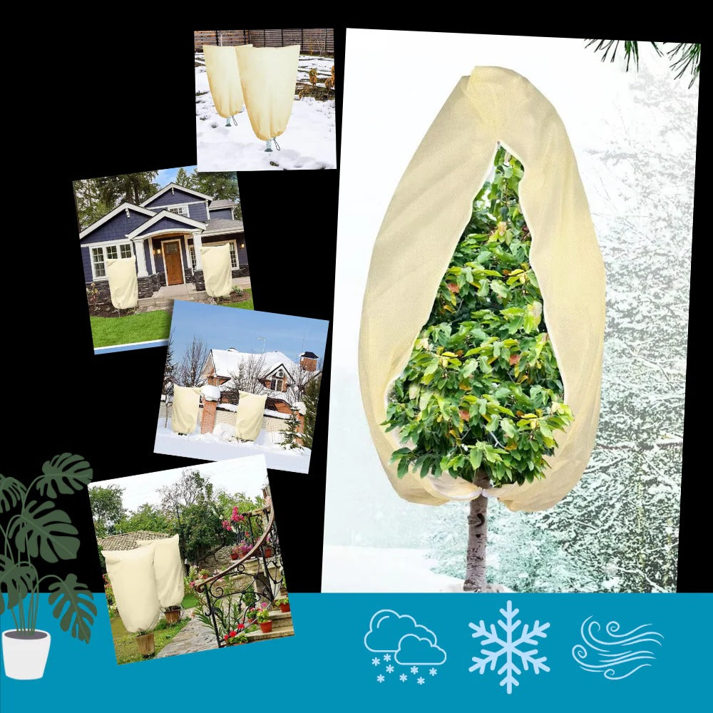 Winter Plant Cover with Zipper Closure and Drawstring Base, Breathable Protection