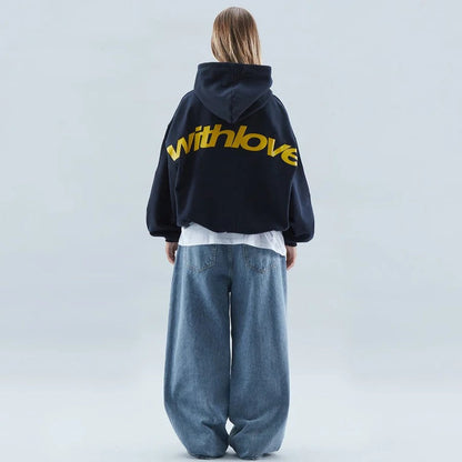 Oversized Pullover Hoodie with Adjustable Drawstring Hood and Front Pocket