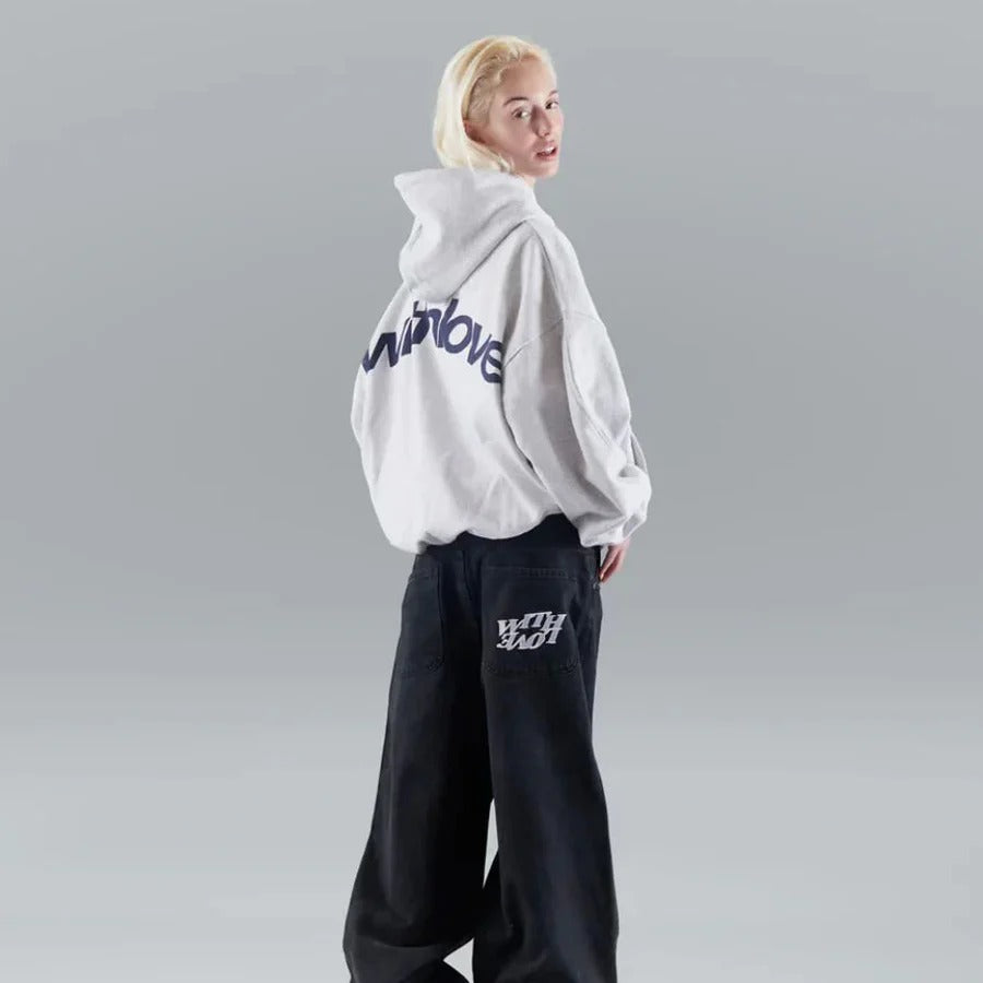 Oversized Pullover Hoodie with Adjustable Drawstring Hood and Front Pocket