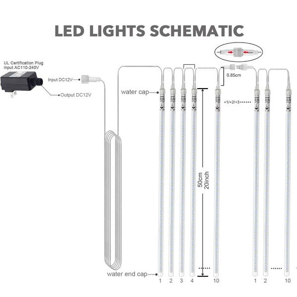 Cascading LED Icicle Lights with 8 Tubes and Dripping Effect, 4 Color Options