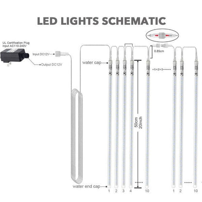 Cascading LED Icicle Lights with 8 Tubes and Dripping Effect, 4 Color Options