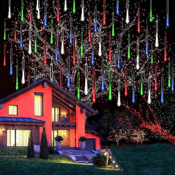 Cascading LED Icicle Lights with 8 Tubes and Dripping Effect, 4 Color Options
