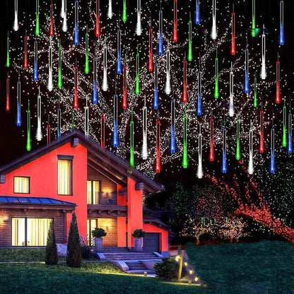 Cascading LED Icicle Lights with 8 Tubes and Dripping Effect, 4 Color Options