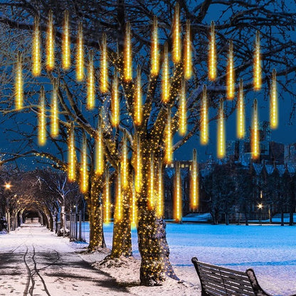 Cascading LED Icicle Lights with 8 Tubes and Dripping Effect, 4 Color Options