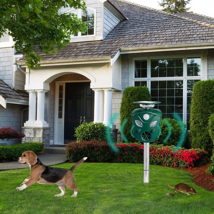 Motion Sensor Animal Repeller with Solar Power and 360 Degree Detection, 32ft Range