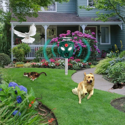 Motion Sensor Animal Repeller with Solar Power and 360 Degree Detection, 32ft Range