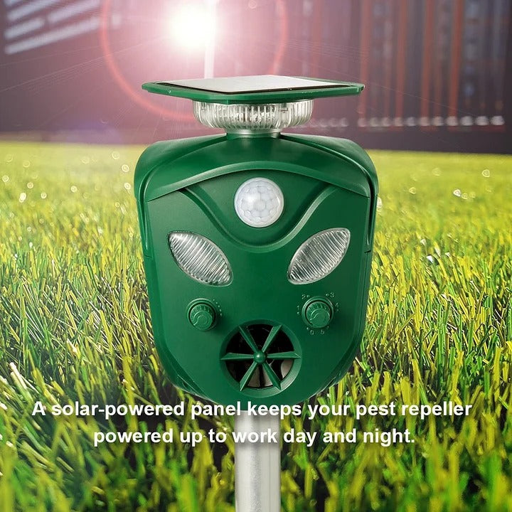 Motion Sensor Animal Repeller with Solar Power and 360 Degree Detection, 32ft Range